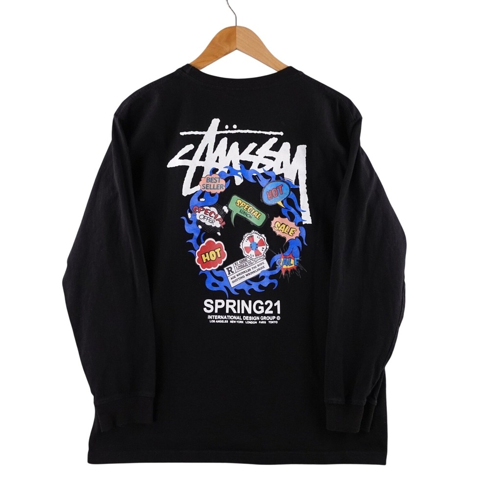 Stussy‎ Kids Long Sleeve T Shirt Black Spring 2021 Graphic Print XXL Skater